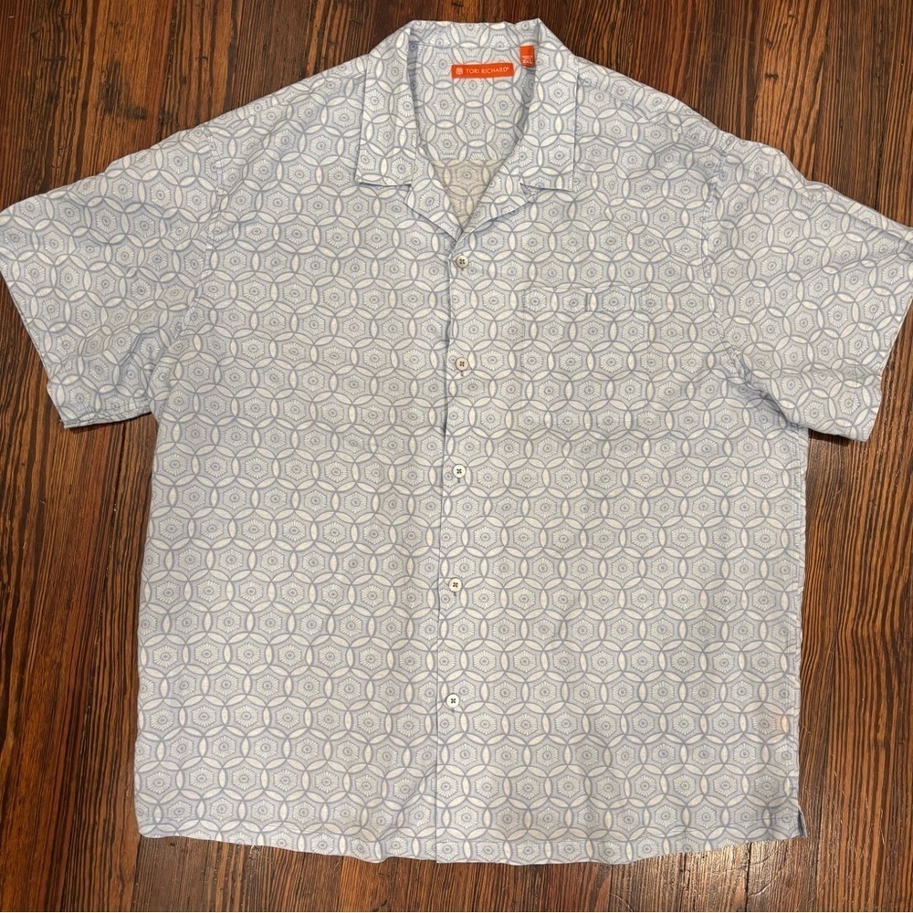 Tori Richard Geometric Linen Blend Mens Designer Button Down Sz 2xl